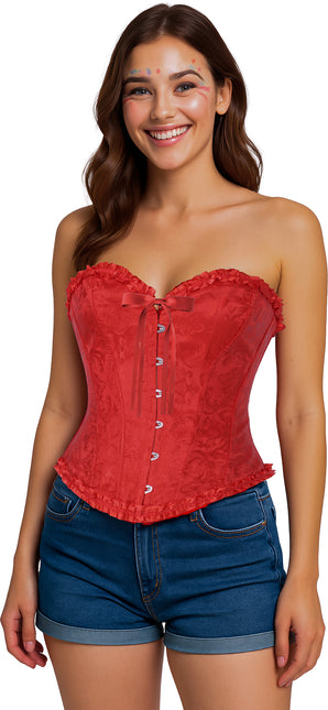 Corset rouge dentelle pour dames