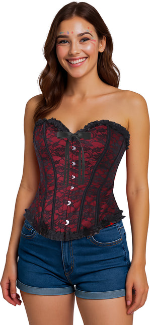Corset rouge bordeaux pour dames