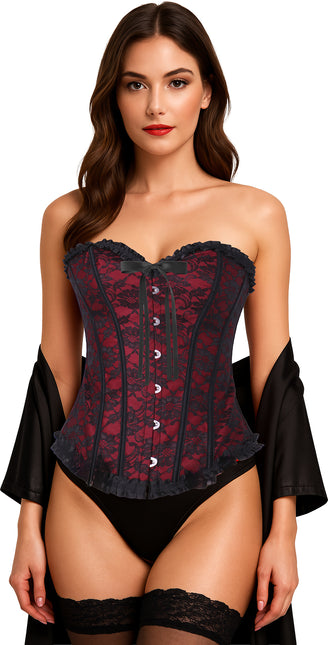 Corset rouge bordeaux pour dames