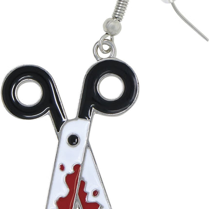 Boucles d'oreilles d'Halloween : ciseaux ensanglantés
