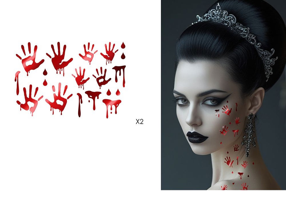 Tatouage factice d'Halloween : mains ensanglantées