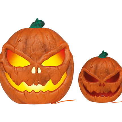 Citrouille d'Halloween orange avec lumière, 28 cm