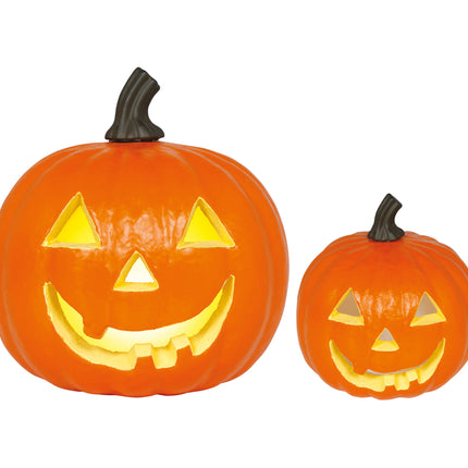 Citrouille d'Halloween en mousse orange avec lumière, 28 cm
