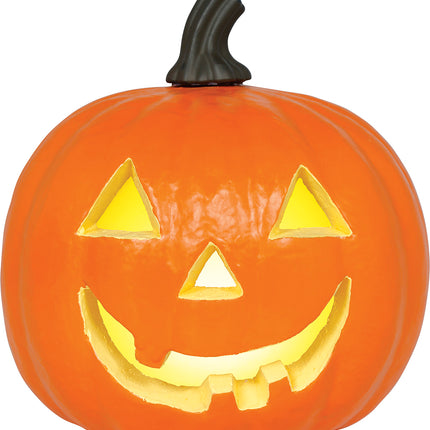 Citrouille d'Halloween en mousse orange avec lumière, 28 cm