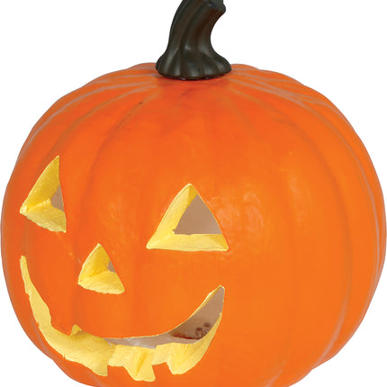 Citrouille d'Halloween en mousse orange avec lumière, 28 cm