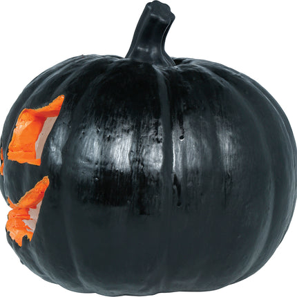Citrouille d'Halloween noire avec lumière, 20 cm