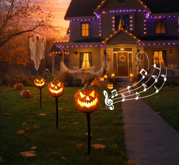 Citrouille d'Halloween orange avec lumière et effets lumineux, 13 cm, lot de 3