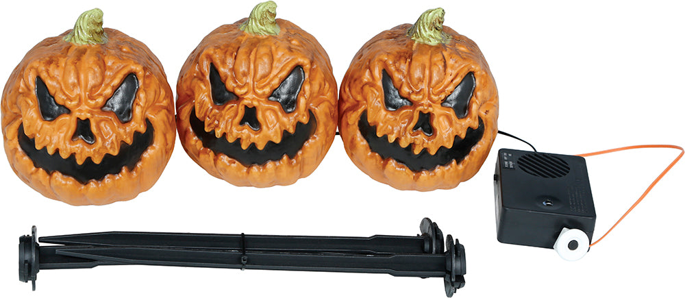 Citrouille d'Halloween orange avec lumière et effets lumineux, 13 cm, lot de 3