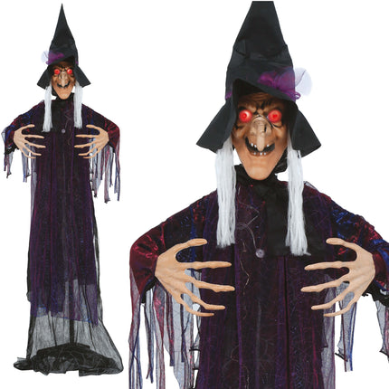 Halloween Pop Heks Met Sokkel, Licht En Geluid 1,8m