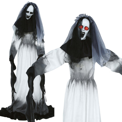 Figurine d'Halloween « Possédée » avec lumières, sons et mouvements, 1,7 m