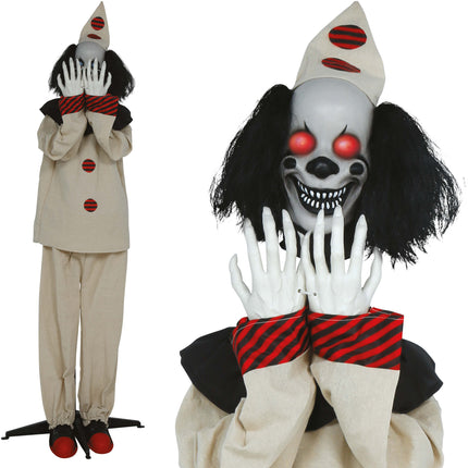 Clown d'Halloween « Pop Scare » avec lumières, sons et mouvements, 1,85 m
