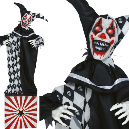 Clown pop d'Halloween avec lumières, sons et mouvements, 1,7 m