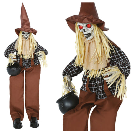 Halloween Pop Vogelverschrikker Met Licht, Geluid En Beweging 1,85m