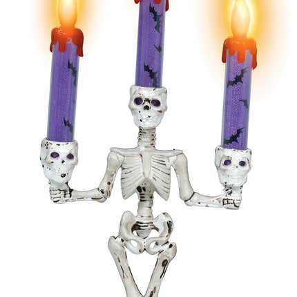 Bougeoir d'Halloween « Squelette » avec lumière, 35 cm