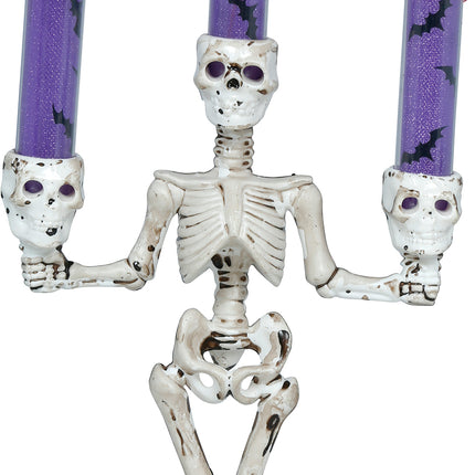 Bougeoir d'Halloween « Squelette » avec lumière, 35 cm