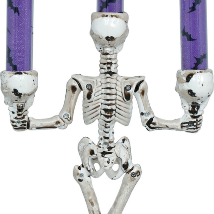 Bougeoir d'Halloween « Squelette » avec lumière, 35 cm