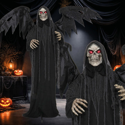Squelette d'Halloween avec lumières, sons et mouvements, 1,7 m