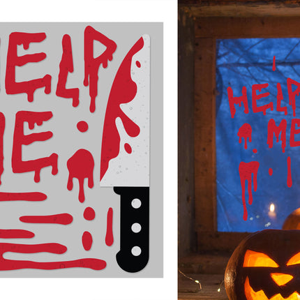 Décoration de fenêtre pour Halloween « Help Me » 50 cm