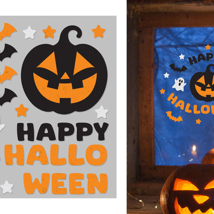 Décoration de fenêtre pour Halloween « Happy Halloween » 50 cm