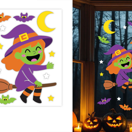 Décoration de fenêtre pour Halloween « Sorcière » 50 cm