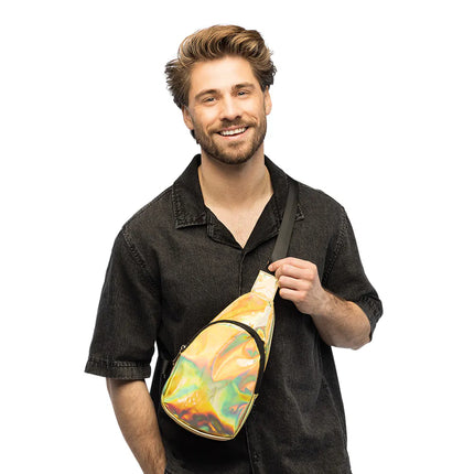 Sac à bandoulière Holo doré (30 x 19 x 4 cm)