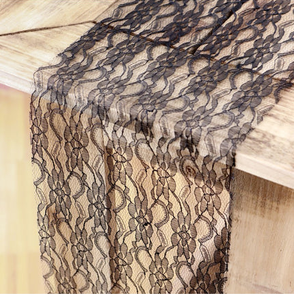 Chemin de table noir en dentelle 3.1m 3pcs