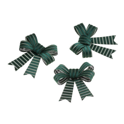 3 nœuds de velours vert en velours côtelé 10cm x 12,7cm