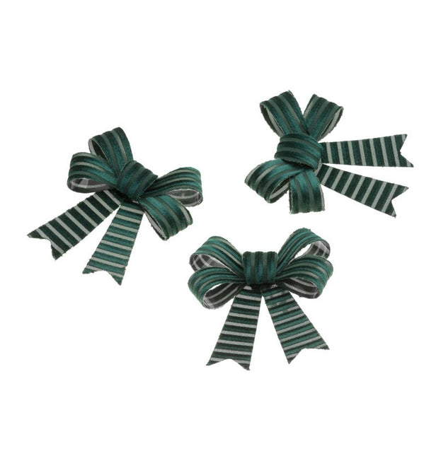 3 nœuds de velours vert en velours côtelé 10cm x 12,7cm