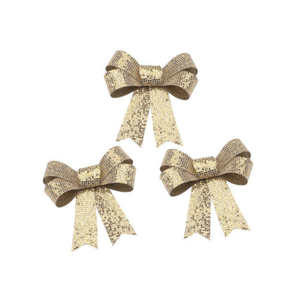 3 nœuds HQ PVC dorés avec paillettes 10cm x 12.7cm