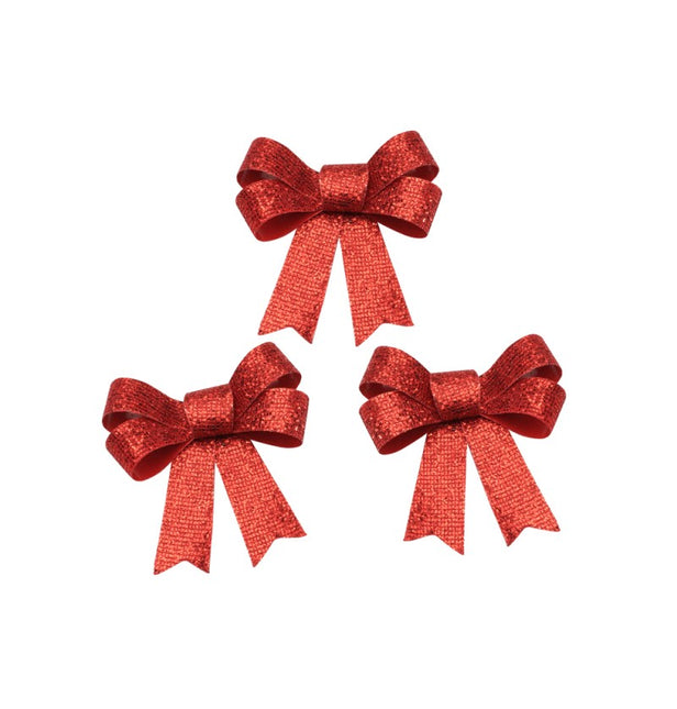 Arc rouge pailleté 12.7cm 3pcs