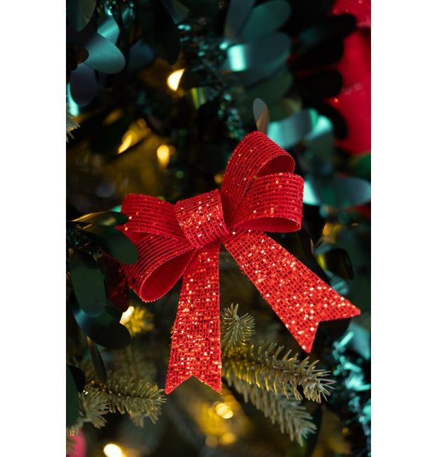 Arc rouge pailleté 12.7cm 3pcs