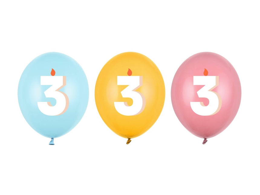 3 Jaar Ballonnen 30cm 50st van Partydeco koop je bij Partywinkel