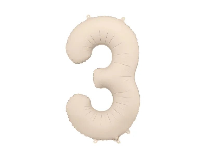 3 Jaar Cijfer Ballon Beige Mat Leeg 86cm van Partydeco koop je bij Partywinkel