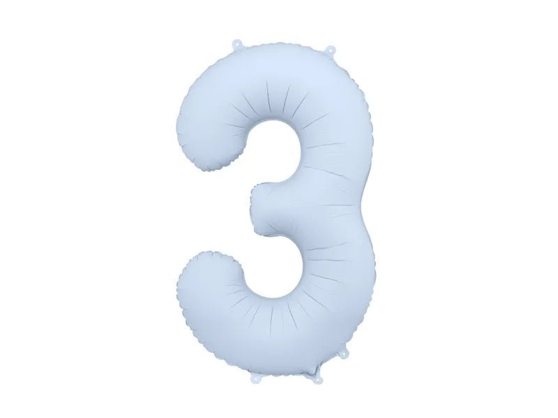 3 Jaar Cijfer Ballon Lichtblauw Mat Leeg 86cm van Partydeco koop je bij Partywinkel