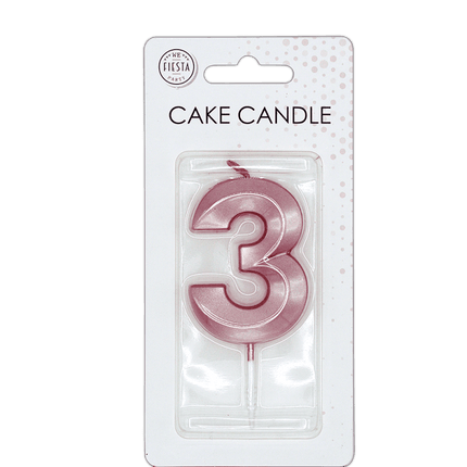 3 Jaar Kaars Rose Goud Metallic 6cm van WeFiesta koop je bij Partywinkel