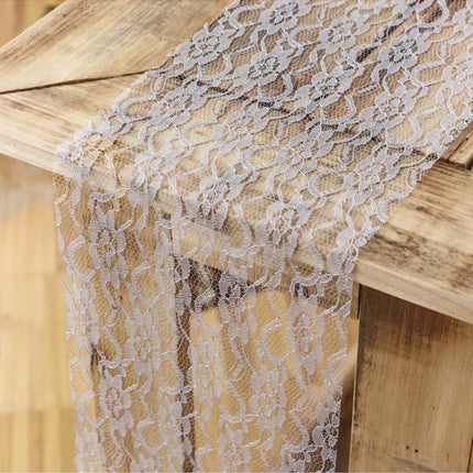 Chemin de table gris dentelle 3.1m 3pcs