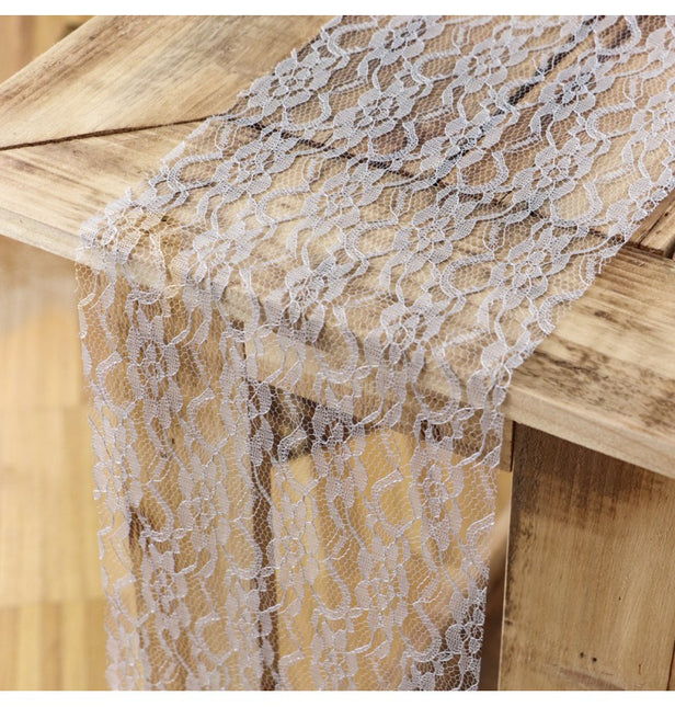 Chemin de table gris dentelle 3.1m 3pcs