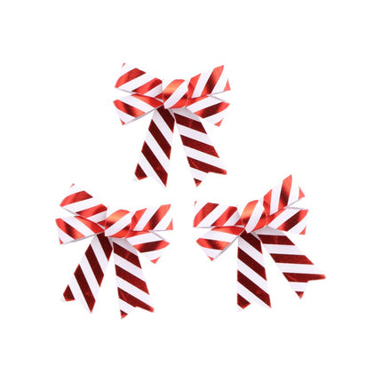 Noeud rouge blanc rayé 11cm 3pcs