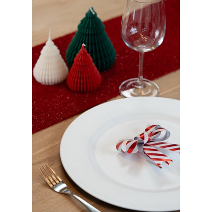 Noeud rouge blanc rayé 11cm 3pcs