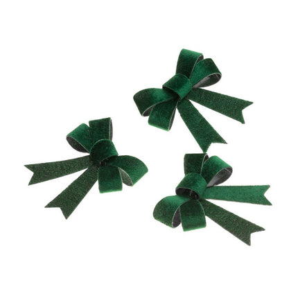 3 nœuds en velours vert foncé 10CM X 12.7CM