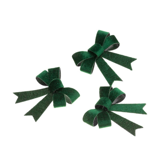 3 nœuds en velours vert foncé 10CM X 12.7CM