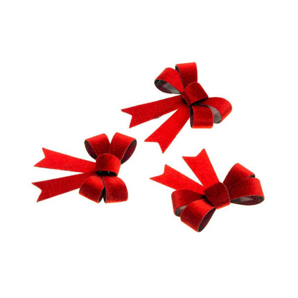 3 nœuds rouges en velours 10cm x 12,7cm