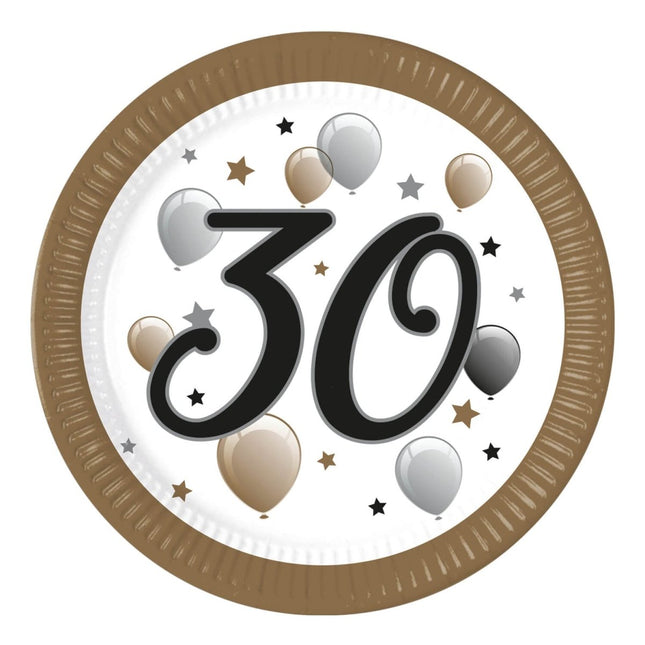 30 Jaar Borden Papier 23cm 8st van Procos koop je bij Partywinkel