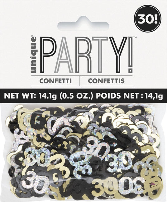 30 Jaar Confetti Zak 14gr van Unique koop je bij Partywinkel