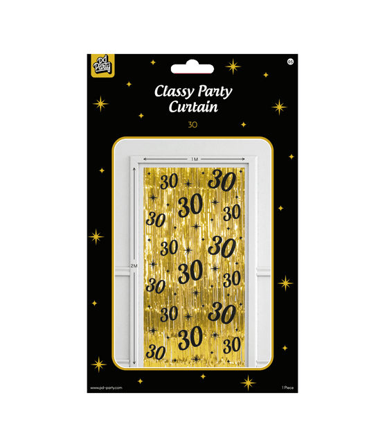 30 Jaar Deurgordijn Goud Zwart van Paper Dreams koop je bij Partywinkel