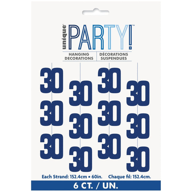 30 Jaar Hangdecoratie Blauw 1,52m van Unique koop je bij Partywinkel