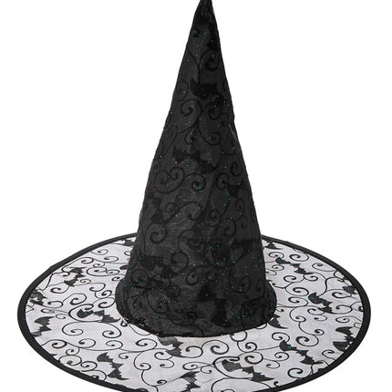CHAPEAU DE SORCIÈRE AVEC DES CHAUVES-SOURIS