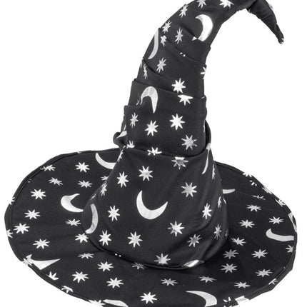 CHAPEAU DE SORCIER AVEC LUNE ET ÉTOILES ENFANT
