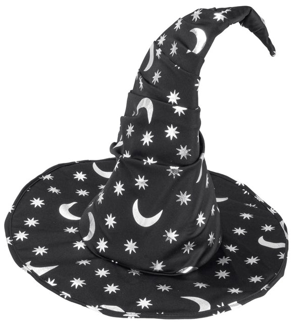 CHAPEAU DE SORCIER AVEC LUNE ET ETOILES ADULTE