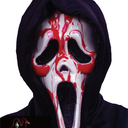Masque d'Halloween blanc rouge avec faux sang